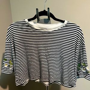 H&M Divided, US Size Small, White with Blue Stripes
